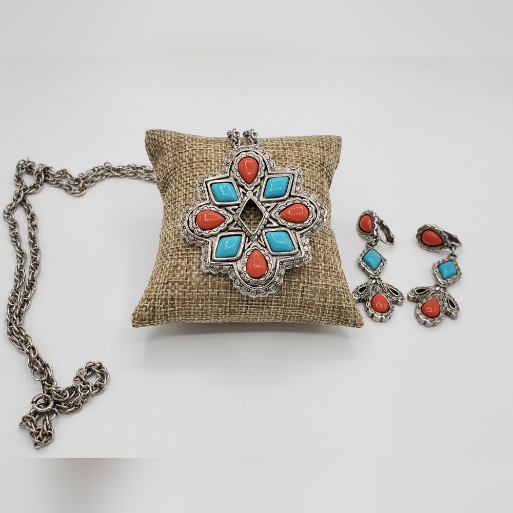 Avon American Spirit Simulated Turquoise Coral Jewelry Set